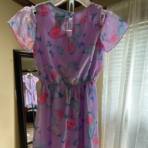Pink &Violet Big Girls Printed Cold Shoulder Dress